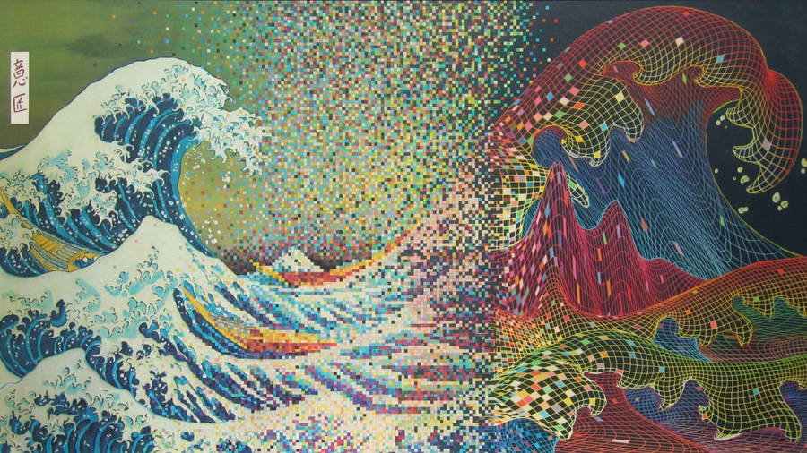 Trippy Waves Of Kanagawa Wallpaper
