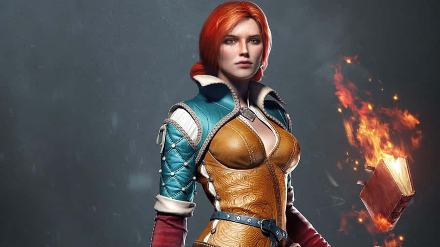 Triss Merigold Sorceress Fire Magic Wallpaper