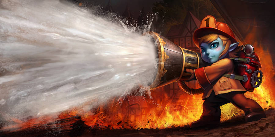 Tristana In League Of Legends As A Fireman Wallpaper