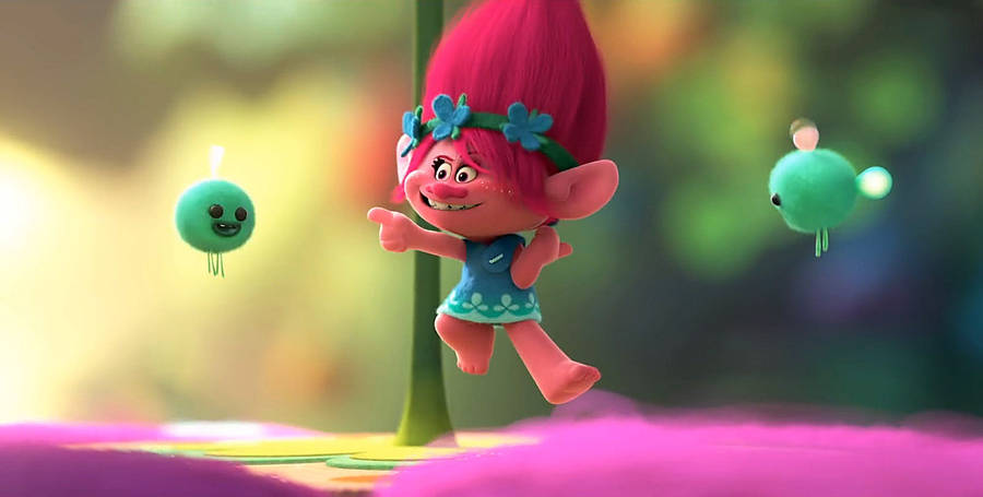 Trolls Poppy And The Green Balls Wallpaper