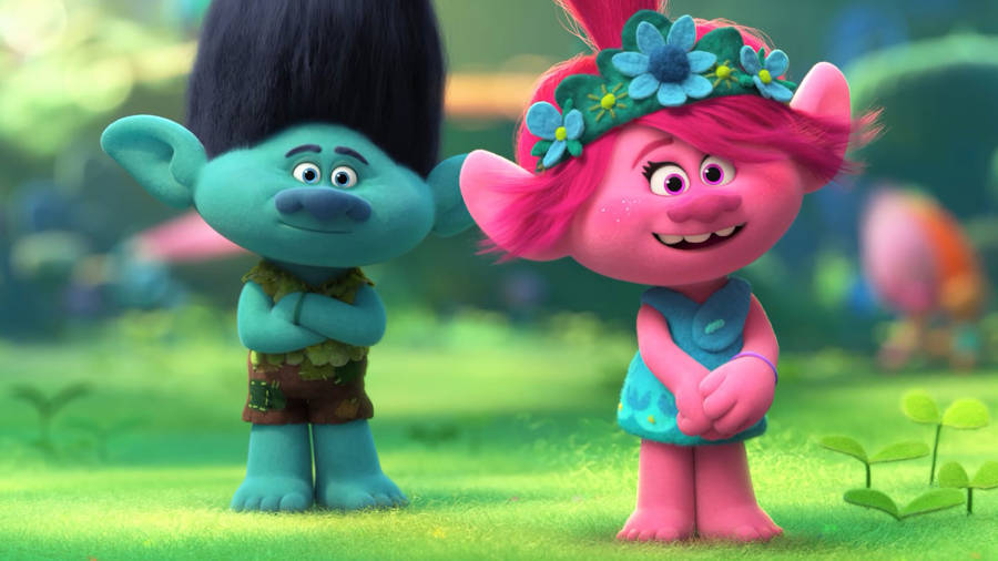 Trolls Queen Poppy And Her Boyfriend Wallpaper