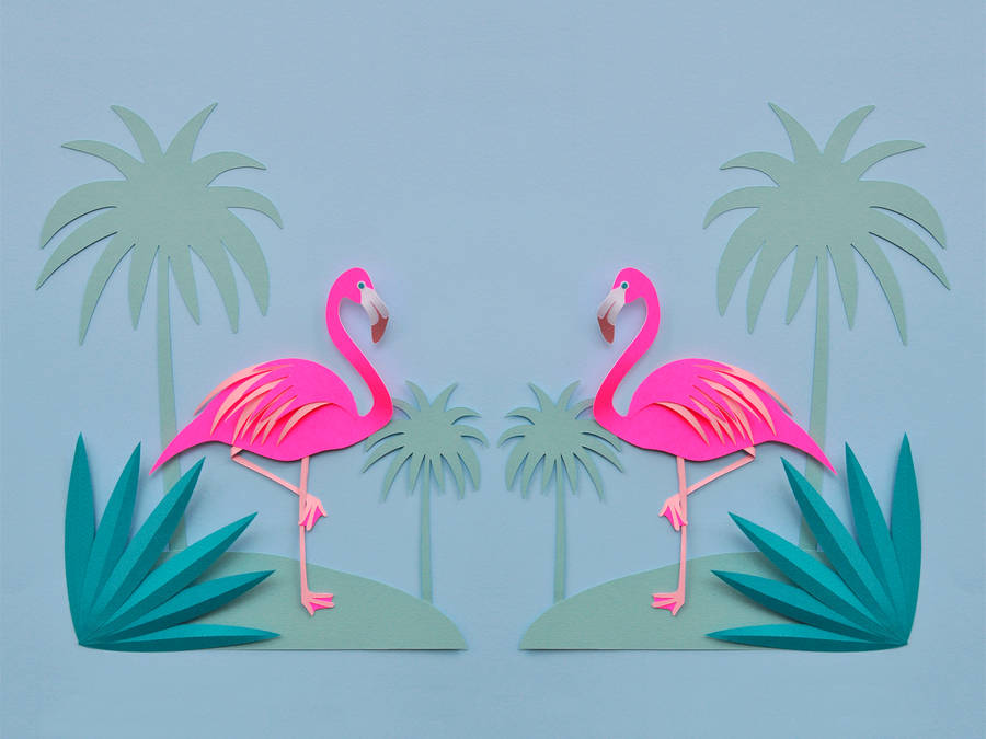 Tropical Flamingo Artwork Wallpaper