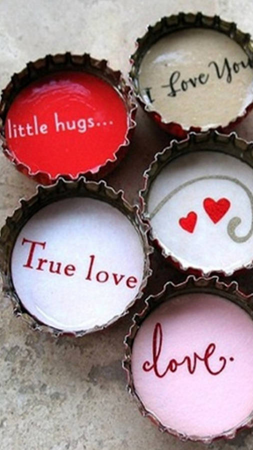 True Love Bottle Caps Wallpaper