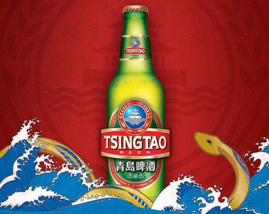 Tsingtao Ocean Waves Design Wallpaper