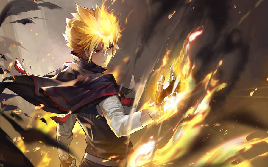 Tsuna Sawada Fire Anime Wallpaper