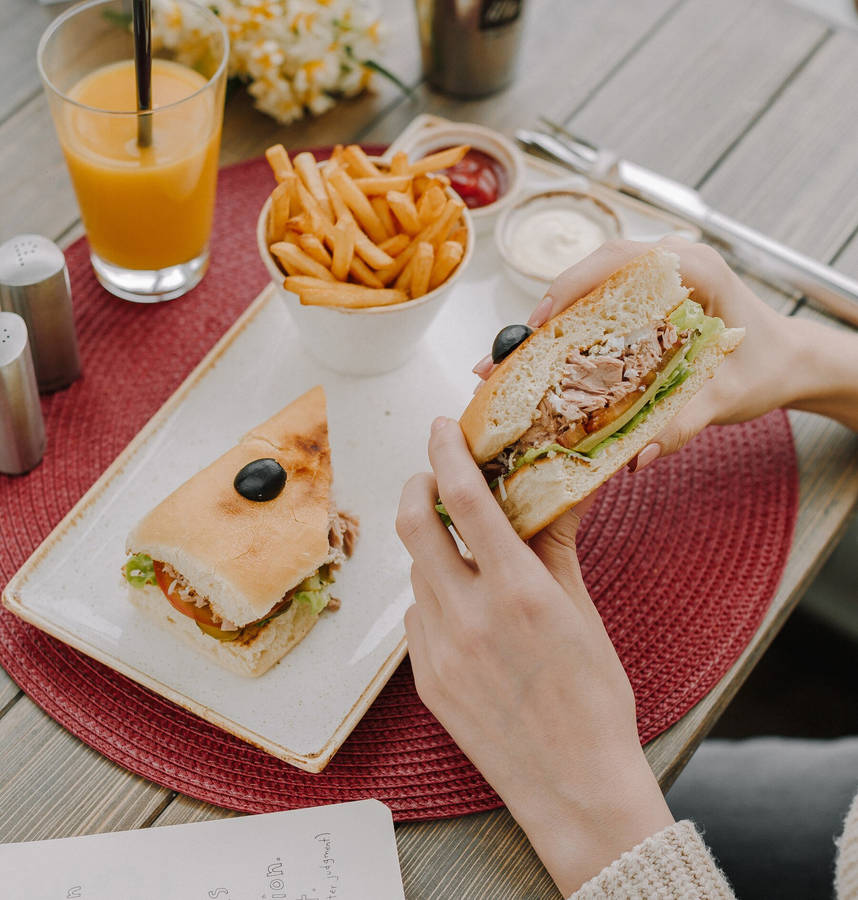 Tuna Sandwich And Fries Wallpaper