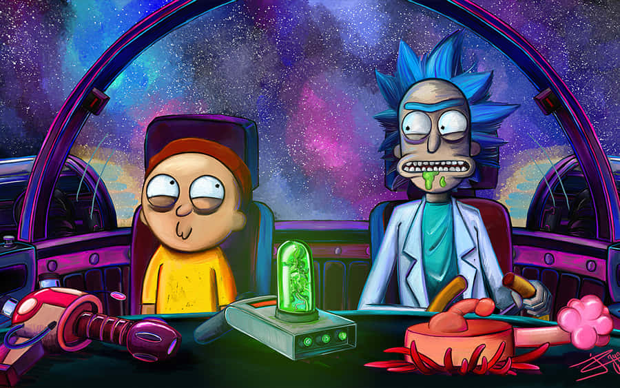 “tune Into Rick And Morty With This Custom Macbook” Wallpaper