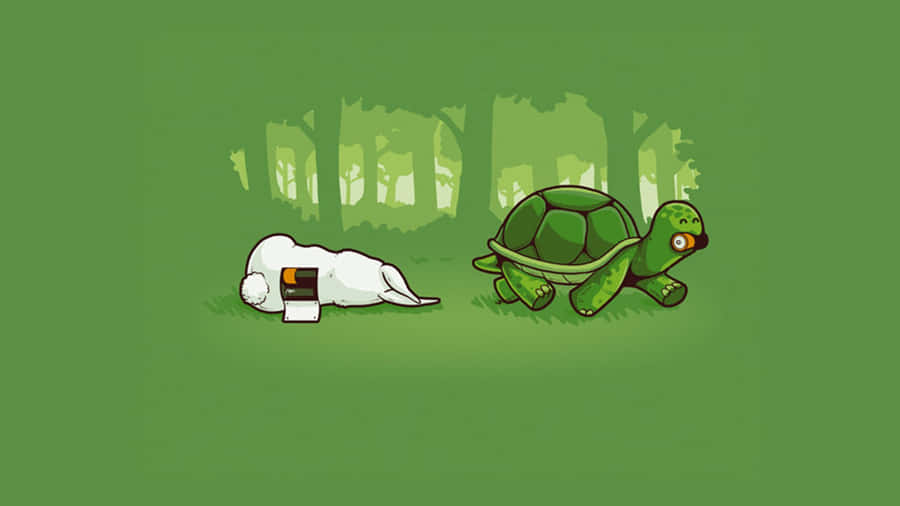 Turtle Wins Against Sleeping Hare Wallpaper