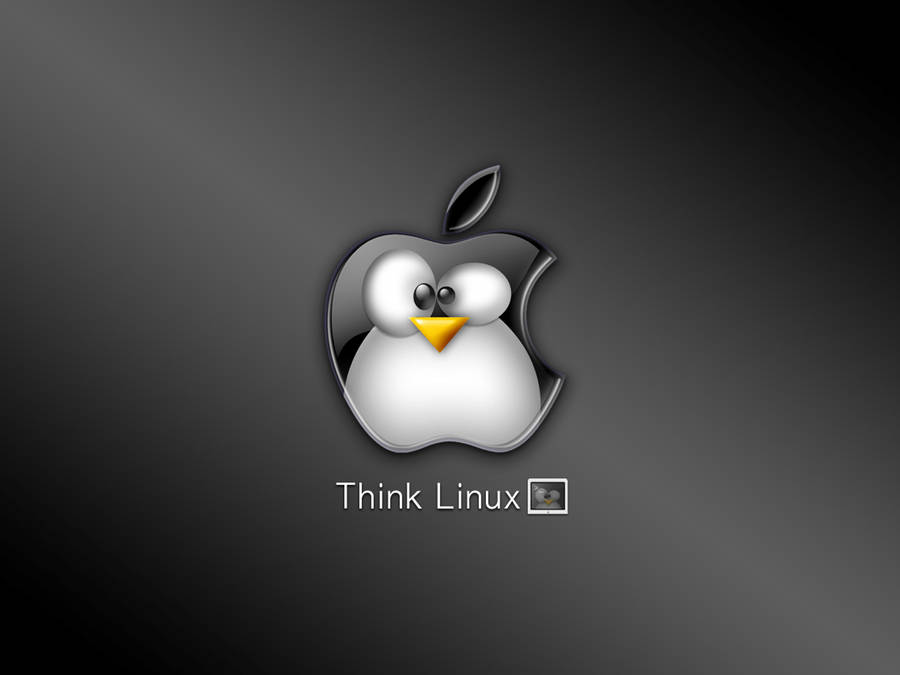 Tux Face On Apple Logo Linux Desktop Wallpaper