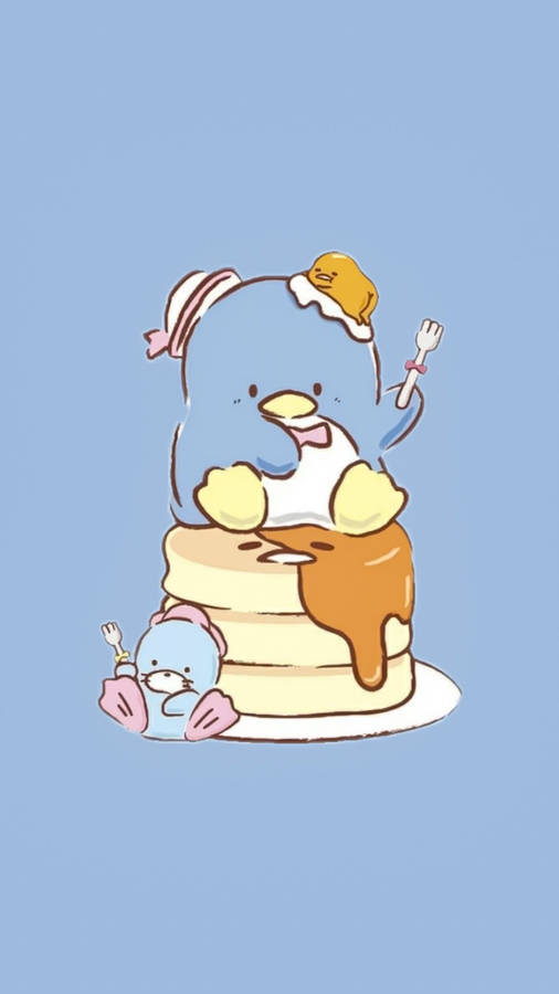 Tuxedo Sam Chip Gudetama Pancakes Wallpaper