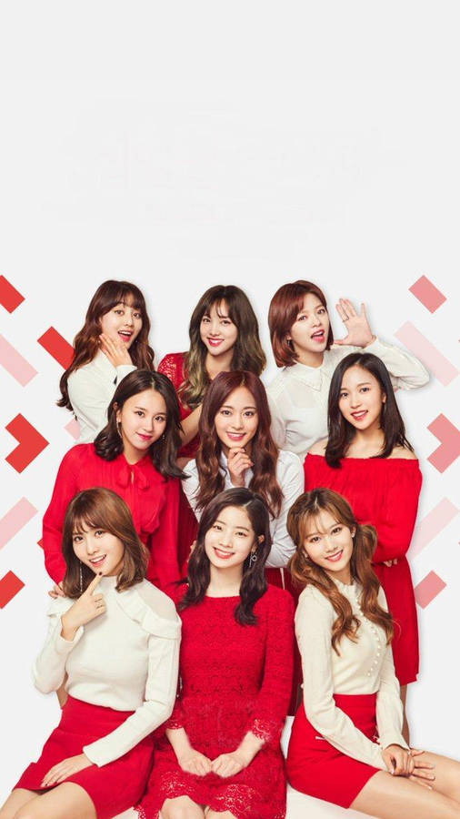 Twice Red White Outfits Wallpaper