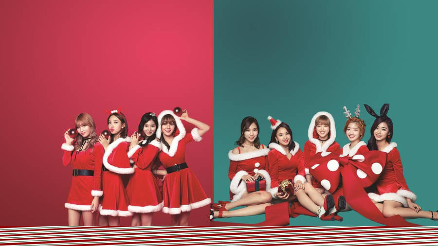 Twice Santa Claus Outfit Wallpaper