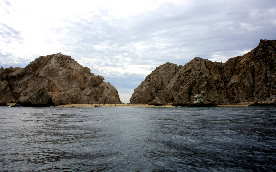 Twin Rock Formation Beach Desktop Wallpaper