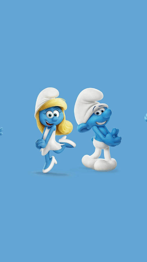 Two Blue Smurfs Cartoon Iphone Wallpaper