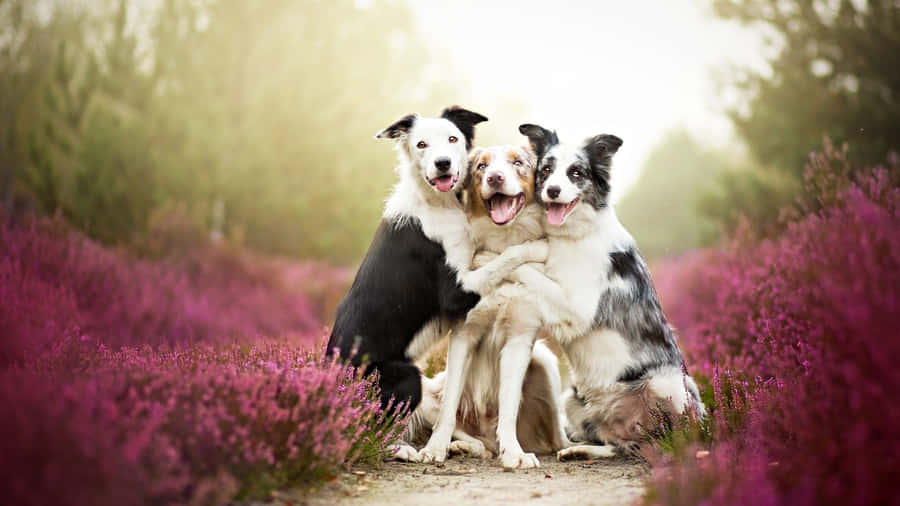 Two Dog Breeds Cuddling Wallpaper