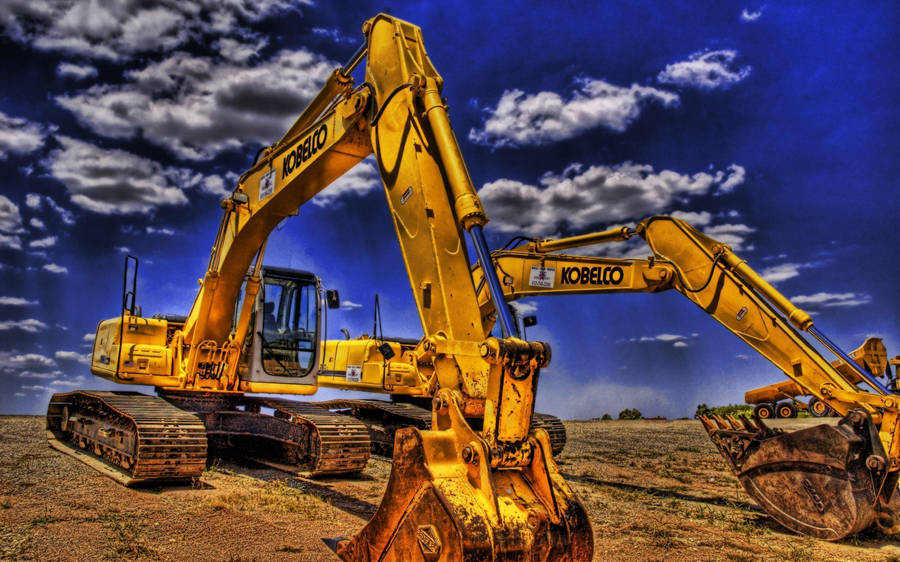 Two Huge Construction Excavators Wallpaper