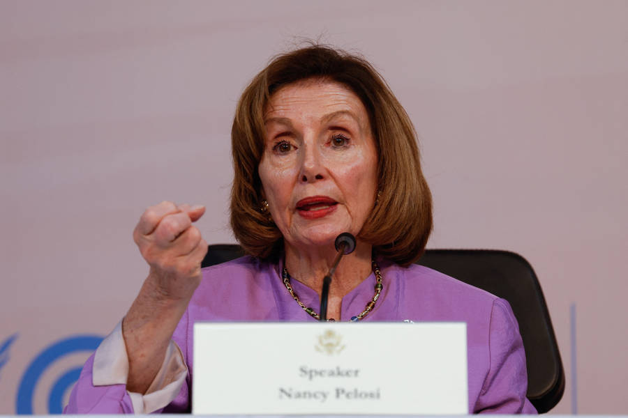 U.s. Speaker Of The House Nancy Pelosi Delivering A Speech Wallpaper