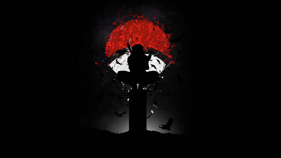 Uchiha Clan Logo With Crows Wallpaper