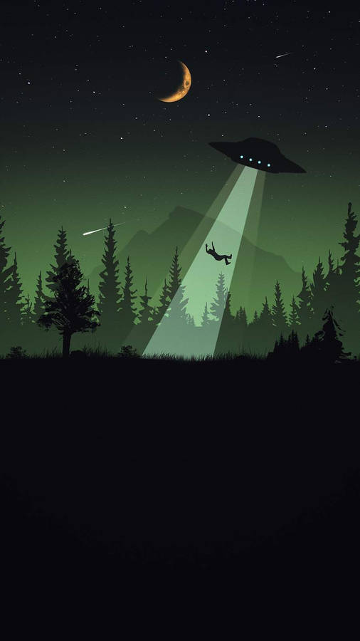 Ufo Abducting Hiker Wallpaper