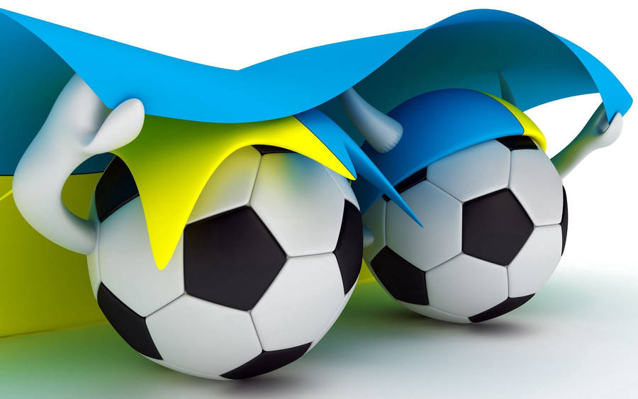 Ukraine Flag And Soccer Balls Wallpaper