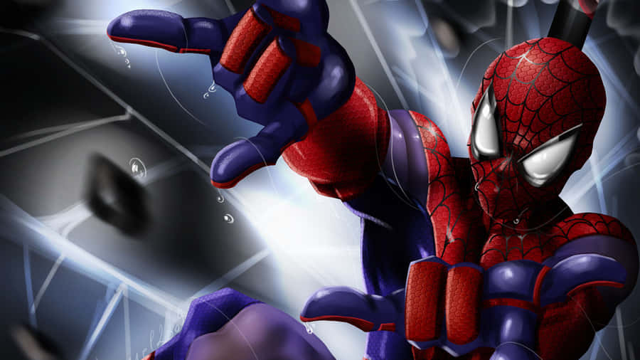 Ultimate Spider-man Swinging Through New York City Wallpaper