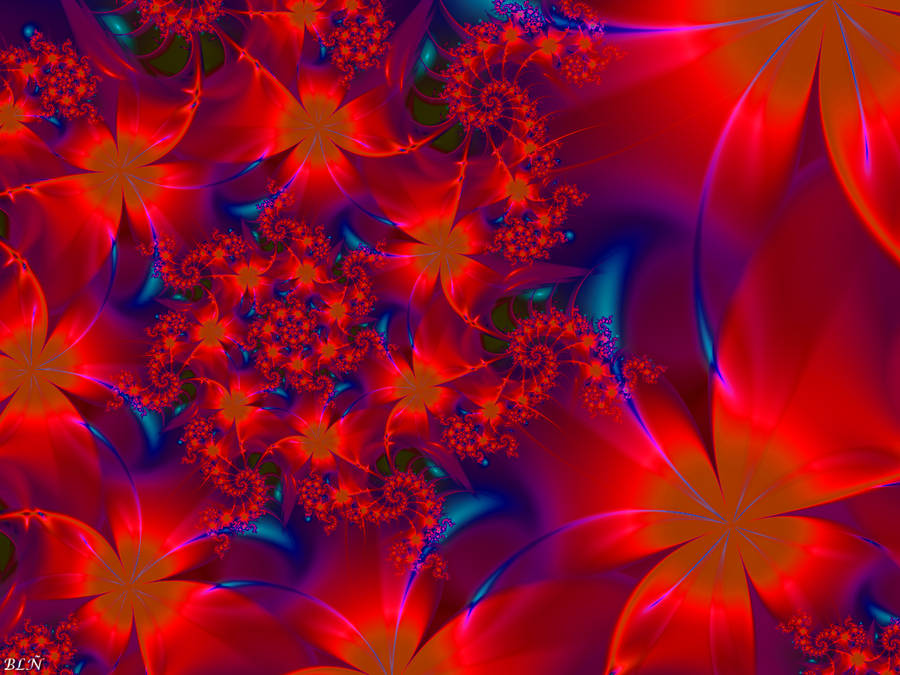 Ultra Violet Tropical Fractal Pattern Wallpaper