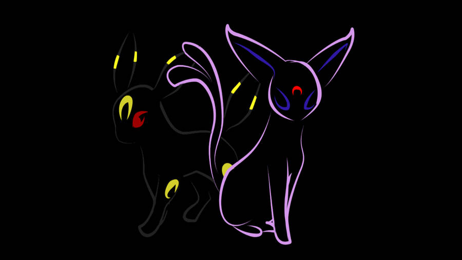 Umbreon And Espeon Neon Colors Wallpaper