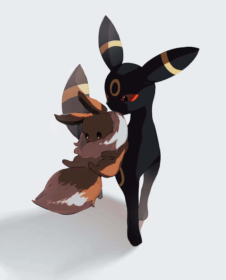 Umbreonand Eevee Friendly Embrace Wallpaper