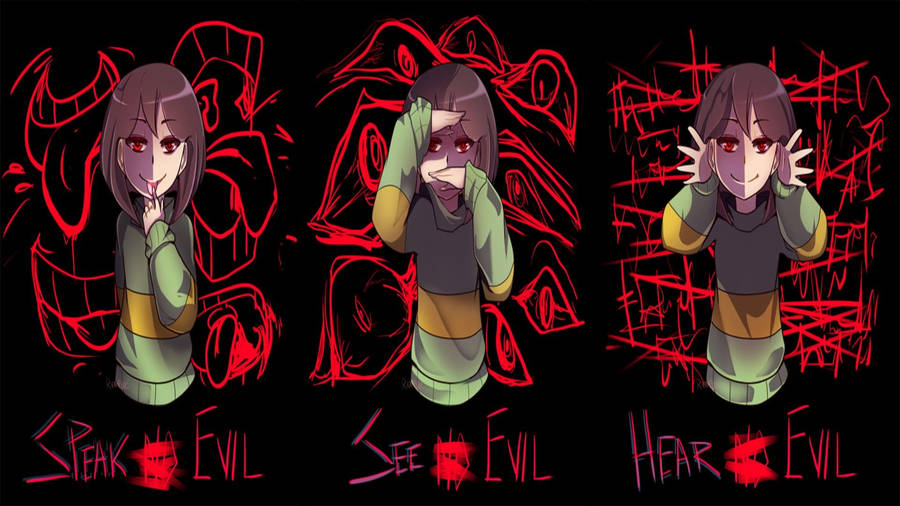 Undertale Chara With Red Drawings Wallpaper