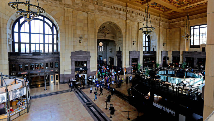 Union Station Interior With Chandeliers Wallpaper