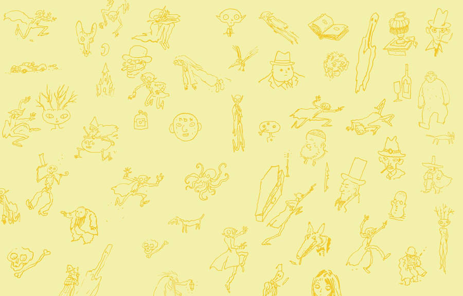 Unique Line Art Graphics Cute Yellow Wallpaper