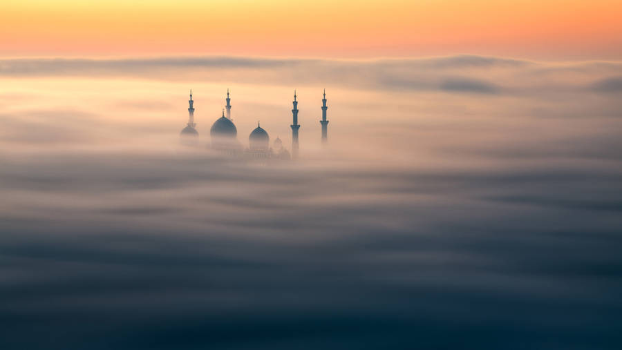 United Arab Emirates Fog Over Mosque Wallpaper