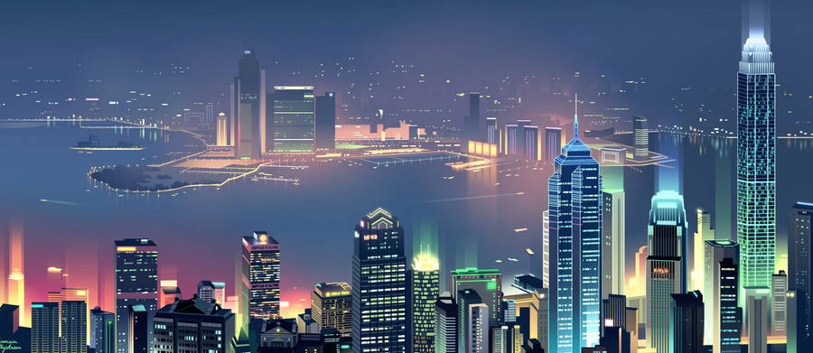 United Arab Emirates Skyline Illustration Wallpaper