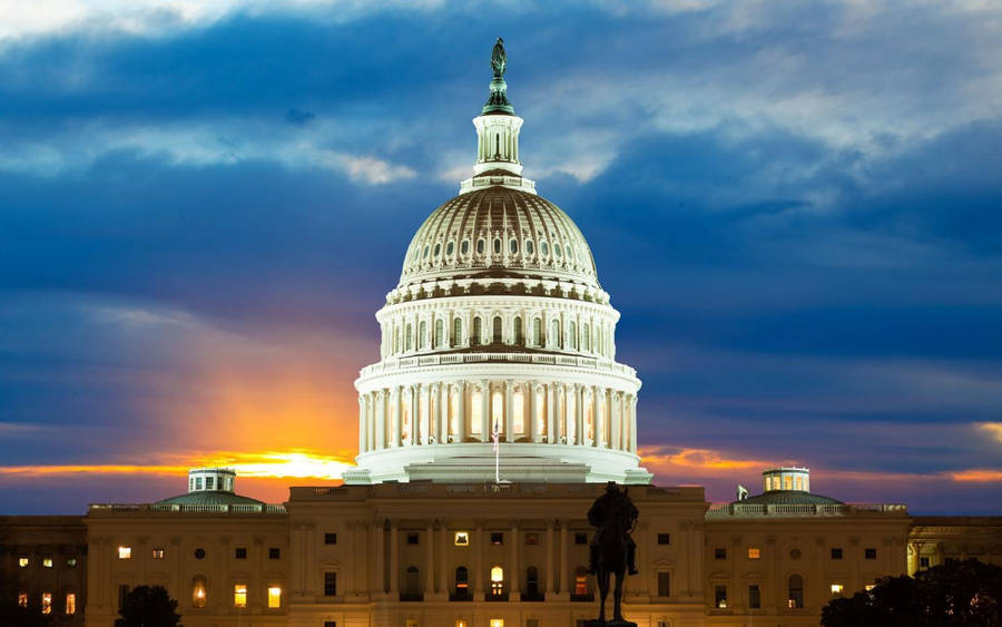 United States Capitol Sunset Sky Wallpaper