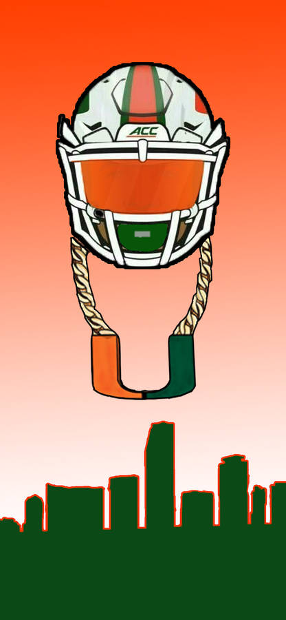 University Of Miami Helmet And Skyline Wallpaper