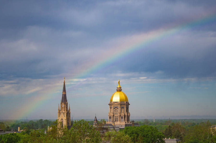 University Of Notre Dame With Rainbow Wallpaper