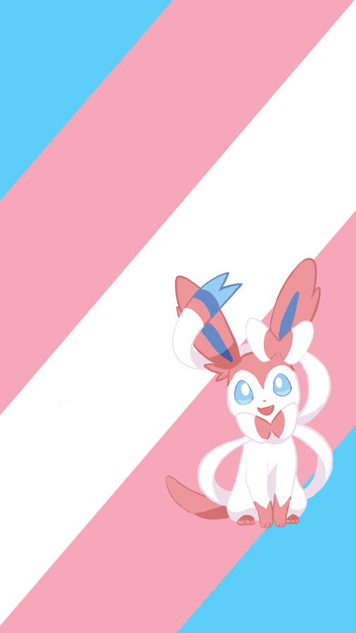 Unleash The Fantasy Of Striped Blue And Pink Sylveon! Wallpaper