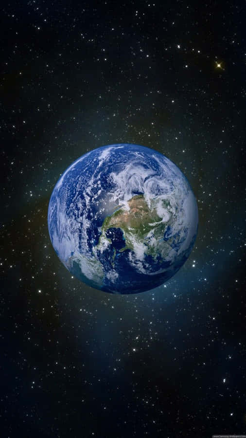 Unleashing The World: An Up Close Iphone Display Of Planet Earth Wallpaper