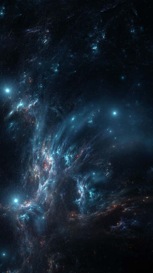 Unlock A Breathtaking Universe Of Color On The Blue Galaxy Iphone Wallpaper