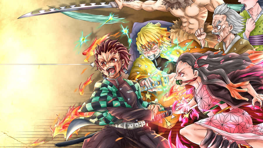 Upgrade Your Computing Power With A Demon Slayer Laptop Wallpaper