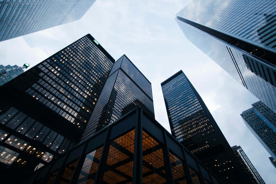 Urban Skyscrapers Looming Overhead Wallpaper