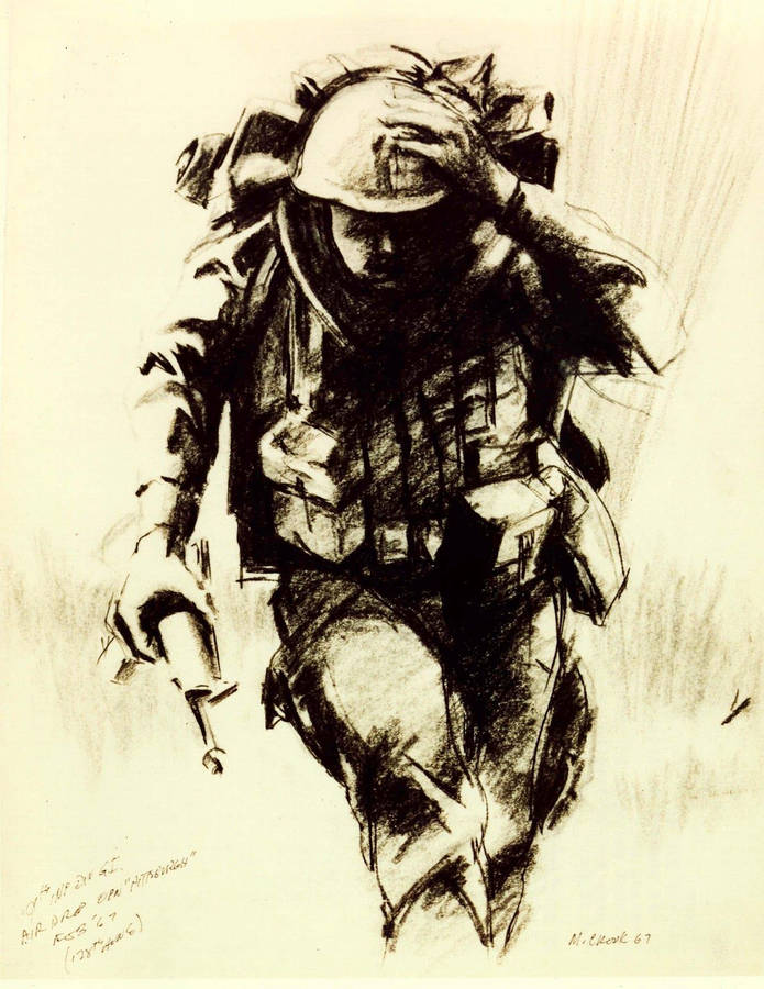 Us Army Charcoal Pencil Illustration Wallpaper