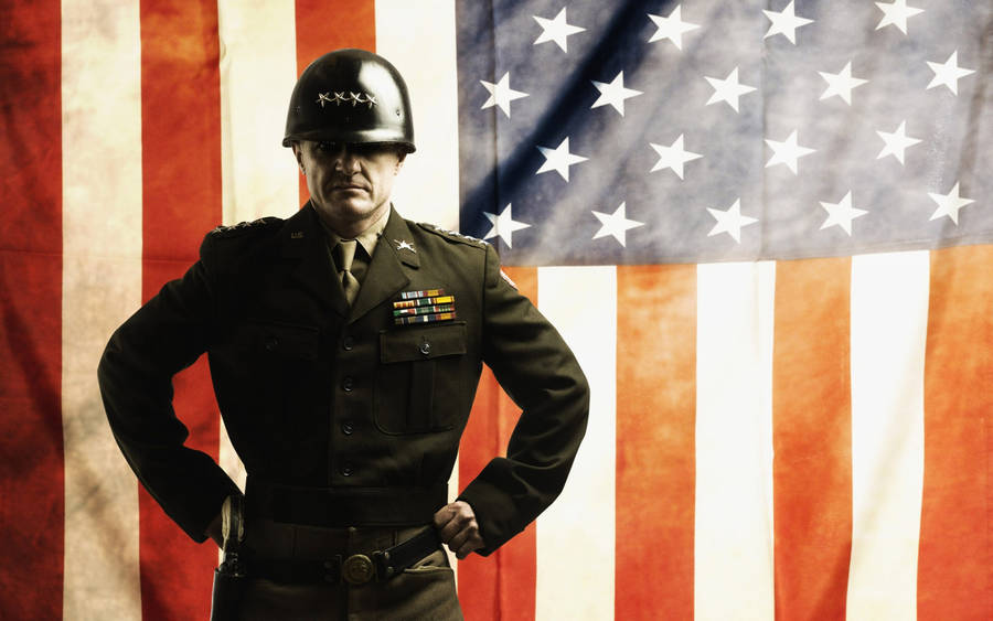 Us Army General Soldier American Flag Wallpaper