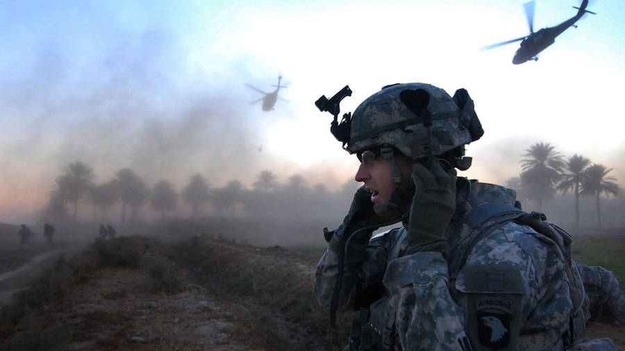 Us Army Soldier In Rice Field Wallpaper