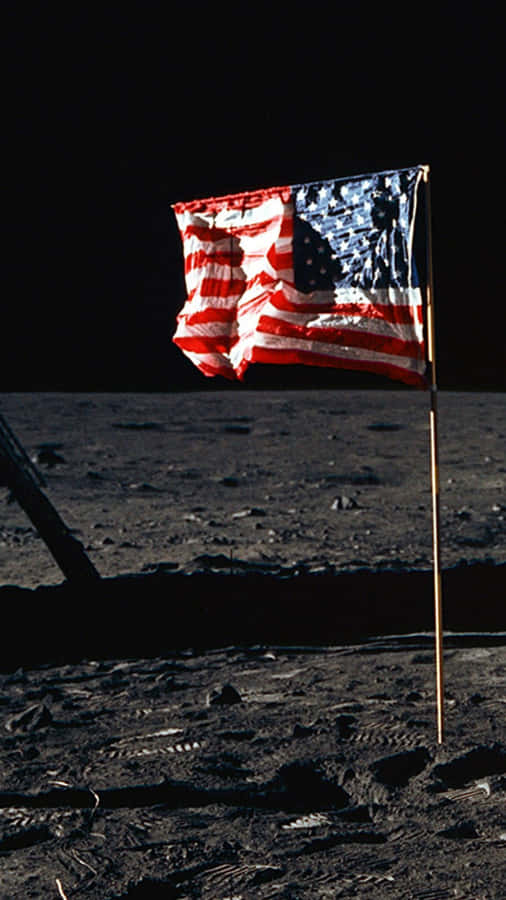 Usa Iphone Flag On The Moon Wallpaper