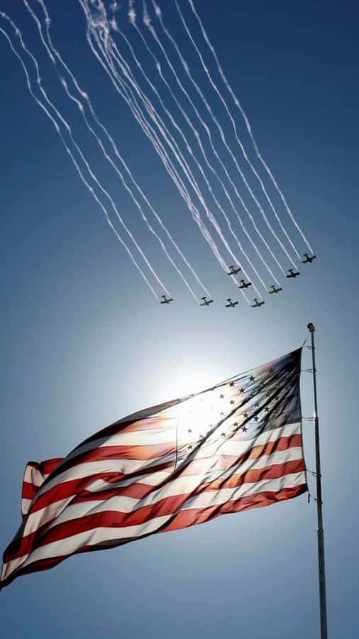 Usa Iphone Flag With Jets Wallpaper