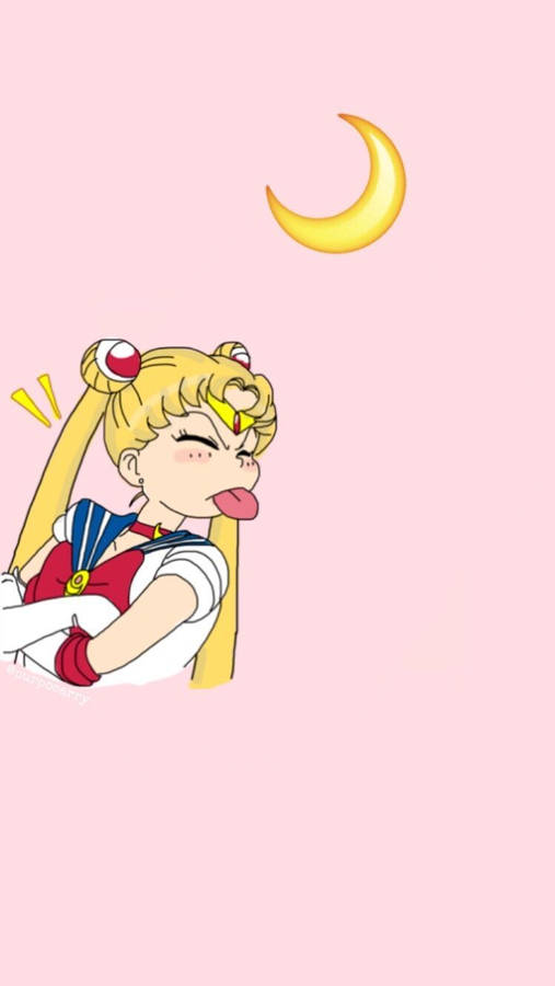 Usagi Sticking Her Tongue Out Sailor Moon Iphone Wallpaper