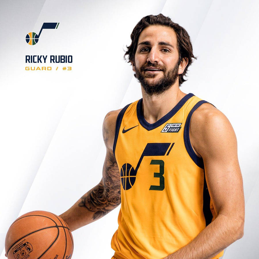 Utah Jazz Ricky Rubio Portrait Wallpaper WallpapersOK