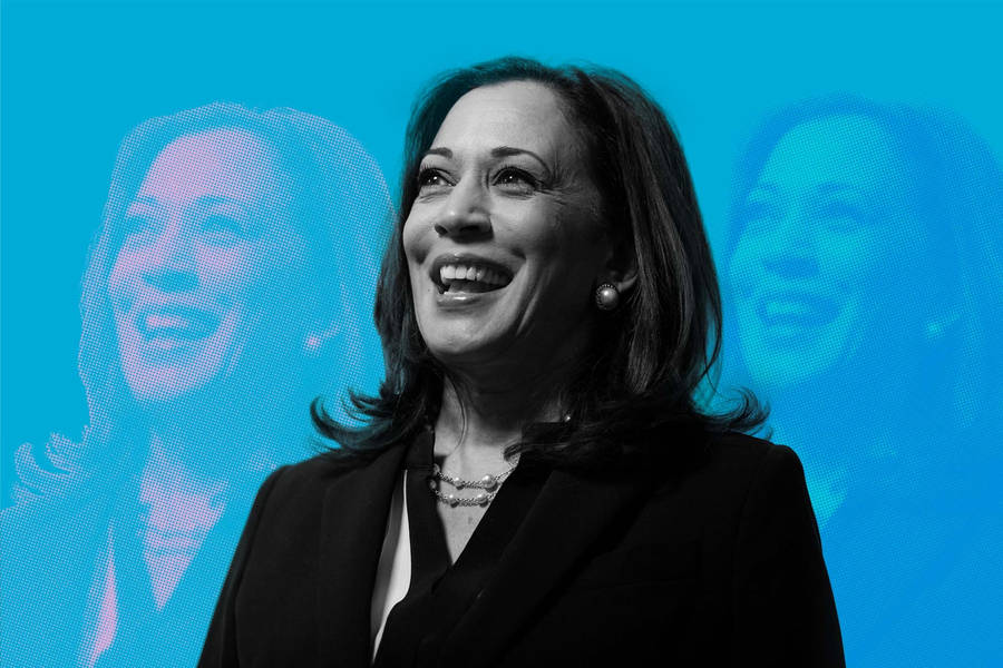 V.p. Kamala Harris Black And Blue Wallpaper