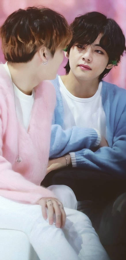 V Staring Taekook Bts Wallpaper